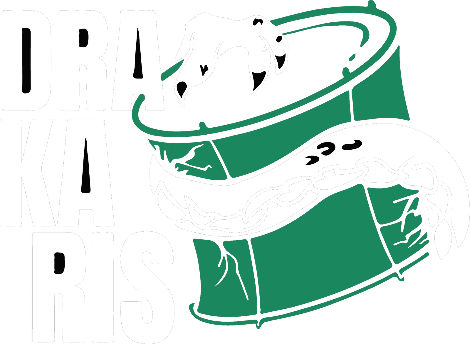 Logotip de Drakaris: un tambor verd amb una urpa i una cua de drac